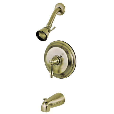 Kingston Brass KB3633AL Restoration Tub and Shower Faucet, 7.13 x 7.5 x 5.31, Antique Brass