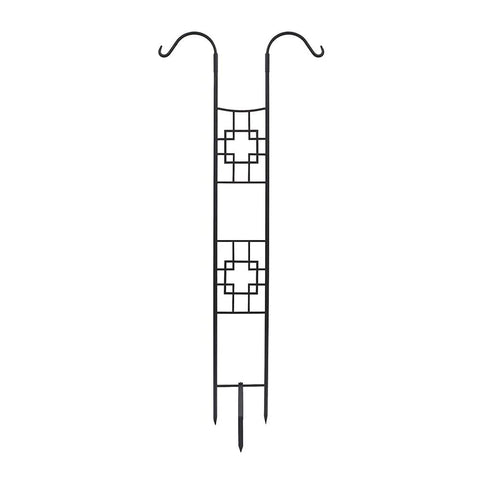 Oakestry FT-26 Squares Double Pole Wrought Iron Garden Stake Trellis Hanger, Graphite