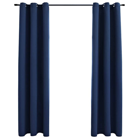 vidaXL Curtains 2 Pcs, Blackout Curtains for Bedroom Living Room, Window Blinds with Rings, Darkening Curtains Drapery, Navy Blue Fabric