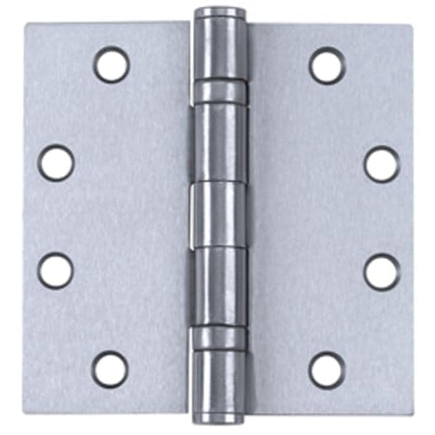 Tell Manufacturing Ball Bearing Hinges with Removable Pin, 4.5x4.5 Inch Commercial Full Mortise Square Hinge 3 Pack in Satin Chrome with a Template Screw Pattern, HG100004