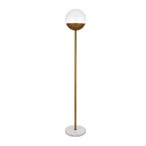 Elegant Lighting Living District Eclipse 1-Light Metal & Glass Floor Lamp in Brass/Clear