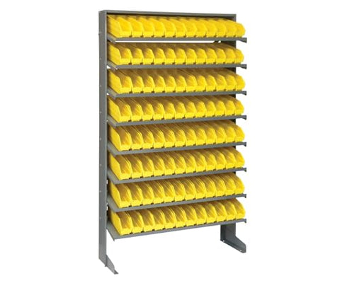 Quantum Storage Systems QPRS-101BK Solid Single Sided 8 Shelves 64 Economy Black Bins 60" H x 36" W x 12" D