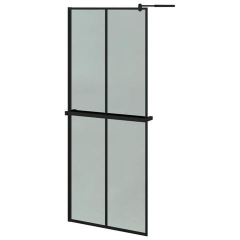 vidaXL Walk-in Shower Wall with Shelf, Bathroom Shower Enclosure, Walk-in Shower Screen, Shower Wall Panel, Black 31.5"x76.8" ESG Glass&Aluminum