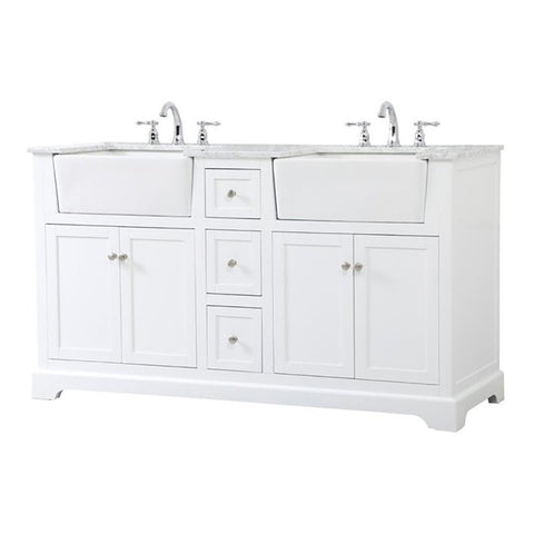 Elegant Decor Franklin 60" Aluminum MDF Double Bathroom Vanity in White