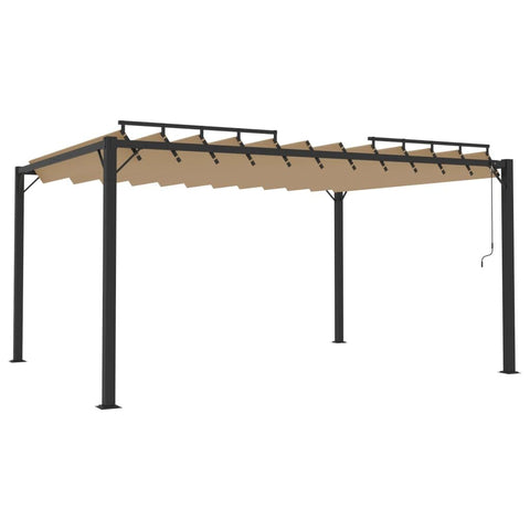 vidaXL Large Taupe Gazebo Canopy Aluminum Frame 9.8X13.1FT Water Resistant Adjustable Roof Garden Outdoor Shade Modern Design Gazebos Canopies Shelter Pavilion Patio Pavilions
