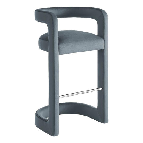 Modway Winslow Performance Velvet Bar Stool in Cadet Blue