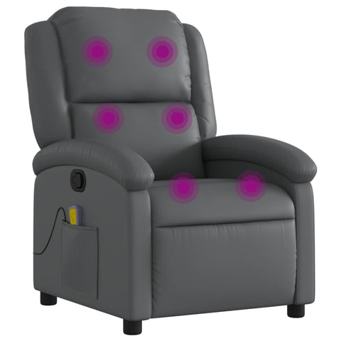 vidaXL Massage Recliner Chair, Adjustable Reclining Armchair for Elderly, Wingback Recliner for Home Theater Cinema, Modern Style, Gray Faux Leather