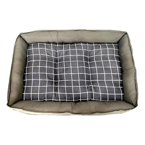 D-ART COLLECTION Grey Checker Dog Bed L Soft and Comfy Pet Bed