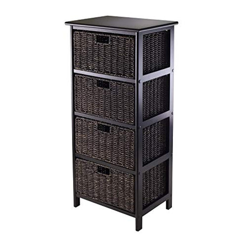 Winsome Omaha Storage Rack, 4 Storage Baskets, Black