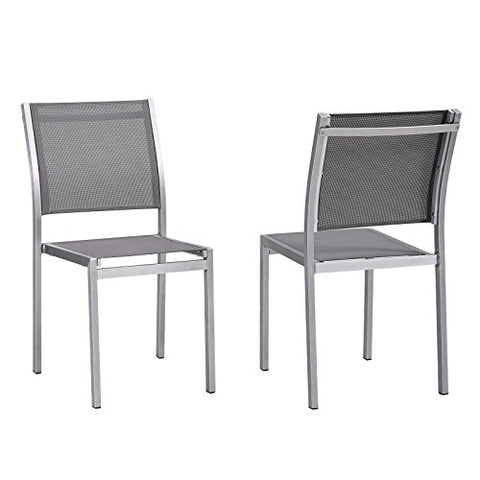 Shore Side Chair Outdoor Patio Aluminum Set of 2 Silver Gray