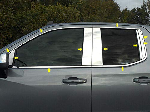QAA is Compatible with 2019-2026 Chevrolet Silverado 22 Piece Stainless Window Trim Package, Includes Upper Trim, Window Sills, and Pillar Posts WP59175