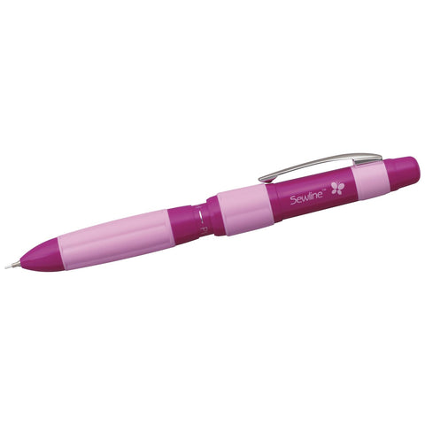 Sewline Fabric Pencil Trio – Refillable 3-Color Mechanical Fabric Marking Pencil with White, Black & Pink Leads for Quilting and Sewing