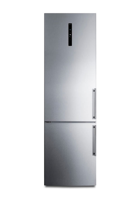 Summit 24" Refrigerator, 11.7 cu.ft Capacity Refrigerator - Freezer, Bottom Freezer, Ice Maker, Counter Depth, Stainless Steel - FFBF181ES2IMLHD (Left Handed Door Swing)