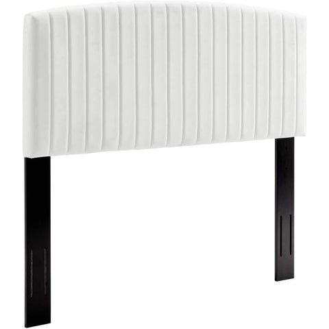 Oakestry Twin Velvet Upholstered Headboard Elegant White Padded Bedroom Bedstand with Modern Design Adjustable Height Soft Performance Fabric Furniture for Kids and Guest Room