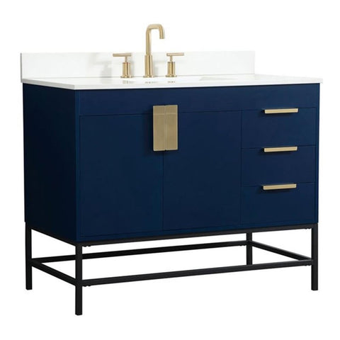 Elegant Decor Eugene 42" MDF Single Bathroom Vanity with Backsplash in Blue