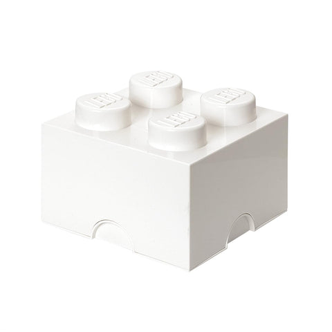 LEGO Storage Brick 4 - studs White - Stackable Plastic Storage Box with Lid for Kids and Adults Ideal Desk Organizer and Toy Box - 5.6L Capacity