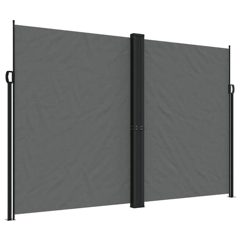 vidaXL Retractable Side Awning Privacy Screen 86.6"x236.2" - Anthracite, Water & UV Resistant Polyester with PU Coating, Easy Installation, for Balcony, Patio, Garden, and Indoor Use