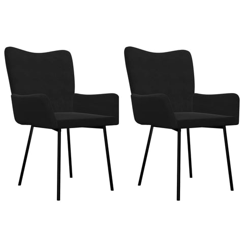 vidaXL Modern Velvet Dining Chairs Set of 2 Black Armchairs Ergonomic Design for Kitchen Living Room Stylish Upholstered Furniture Chair Contemporary Armchair Luxury Seats Accent