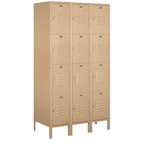 Salsbury Industries 54368TN-A 15" Four Tier Standard, 3 Wide x 6 Feet High x 18 Inches Deep, Assembled Metal Locker, Tan