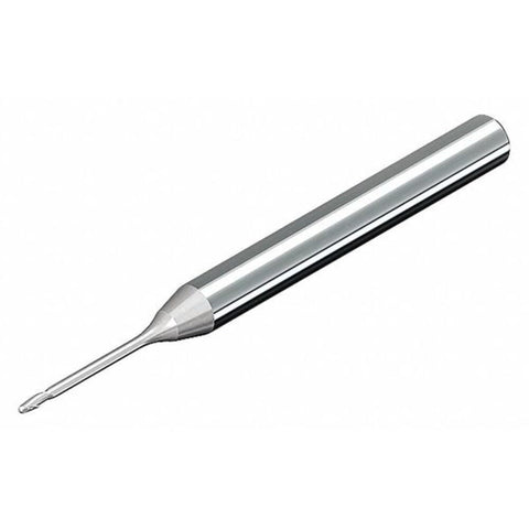Micro 100 BEF-040-250 Ball End Mill, .040" Cutter Dia, .060" LOC, 1/4" Reach, .038" Neck Dia, 2 Fl, 1/8" Shank Dia, 1-1/2" OAL, Uncoated