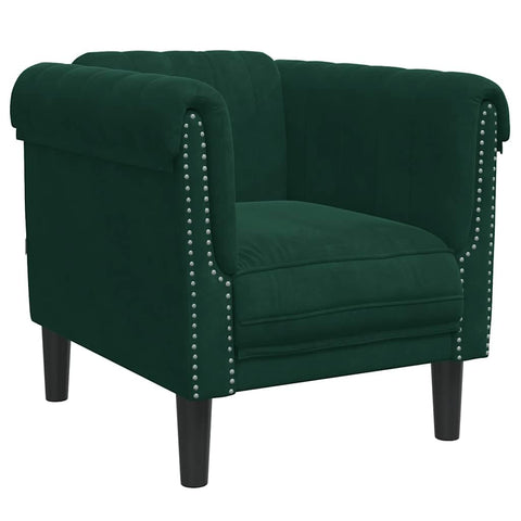 vidaXL Sofa Chair Accent Upholstered Armchair/Lounge for Living Room/Office, Dark Green Velvet, Foam Filled, 31.5" W x 30.3" D x 29.1" H