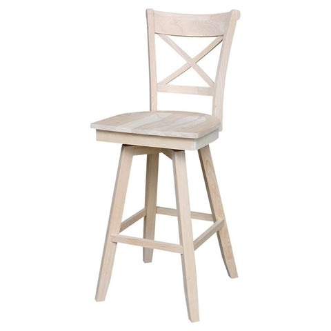 International Concepts Charlotte Solid Wood Bar Height Stool with Swivel Seat - Unfinished
