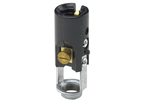 Leviton Candelabra Base, One-Piece, Keyless, Incandescent, Phenolic Lampholder, Hickey Mount, Single Circuit, Back Wired, 10025, Black