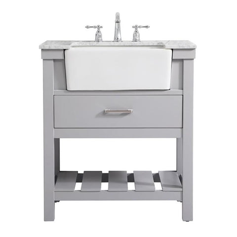 Elegant Decor Clement 30" Aluminum MDF Single Bathroom Vanity in Gray Finish