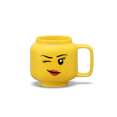 Lego: Ceramic Mug Small - Winking Girl - 8.6oz (255mL), Classic Yellow Minifigures Head, Novelty Cup, Dishwasher Safe, Hot & Cold Drinks, Face Graphic