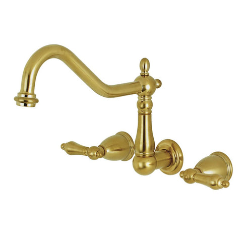 Kingston Brass KS1027AL Wall Mount Tub Filler, Brushed Brass, 13 x 7.94 x 6.19