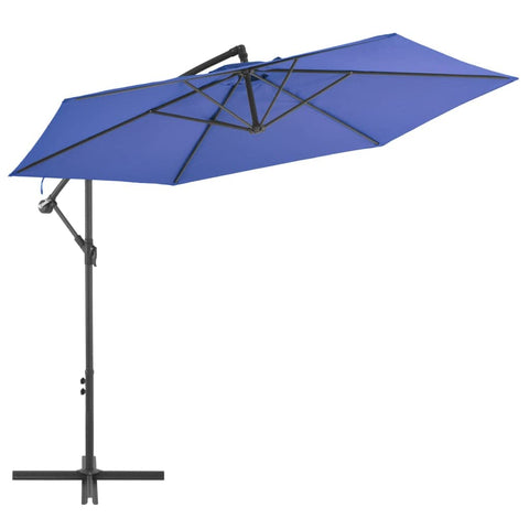 vidaXL Cantilever Garden Umbrella with Aluminum Pole - 118.1" Diameter Blue - UV Protective Polyester with Tilt Mechanism