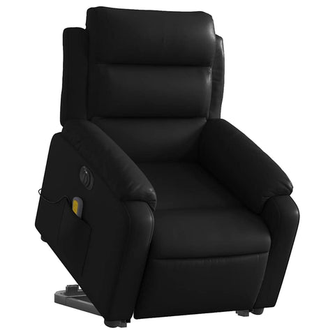 vidaXL Black Faux Leather Electric Stand up Massage Recliner Chair - Motorized Lift and Recline, Vibration Massage, Easy Storage