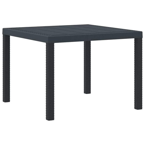 vidaXL Garden Table Anthracite 39.37 x 39.37 x 28.74 in Poly Rattan, Modern Garden Table, Rectangular, Durable Poly Rattan Dining Furniture for Outdoor Patio, Weather-Resistant Seating Area