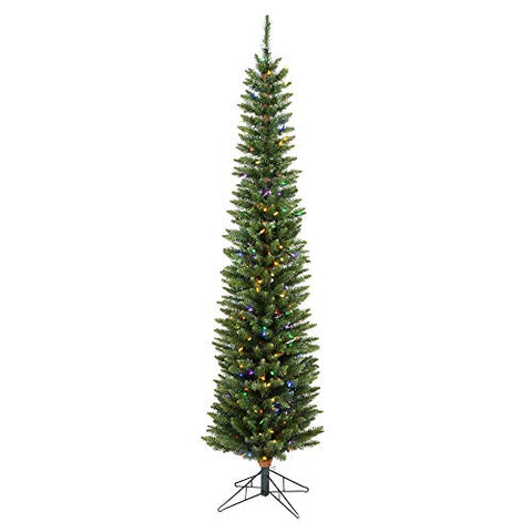 Vickerman 6.5' Durham Pole Pine Artificial Christmas Tree - Multi-Colored LED Dura-lit Lights - Faux Christmas Tree - Seasonal Indoor Home Decor - Reliable and Durable