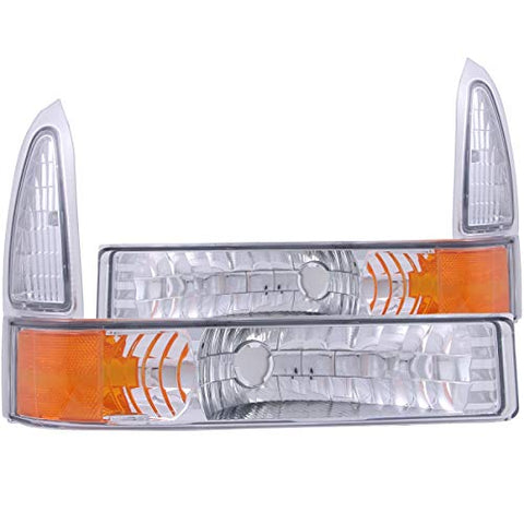 Anzo USA 511039 Ford Super Duty Chrome Euro with Amber Reflector Parking Light Assembly - (Sold in Pairs)