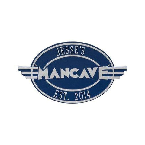 Whitehall 3433DS Moderno Man Cave Personalized Plaque in Dark Blue and Silver Color 10.25 x 18 x 0.25