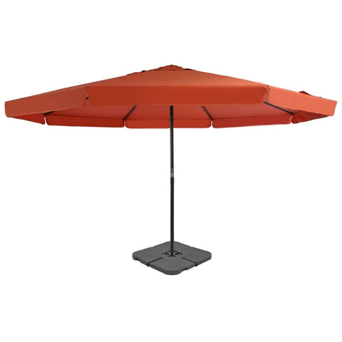 vidaXL Terracotta Outdoor Umbrella with Aluminum Frame and Portable Base - UV-Resistant Garden Parasol, Crank Handle, 16.4ft Diameter