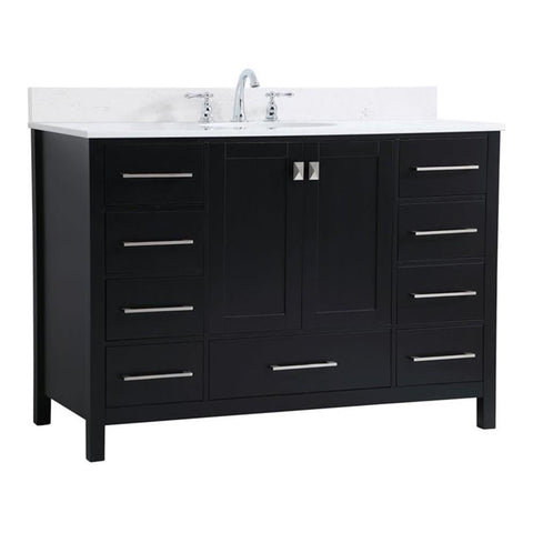 Elegant Decor Irene 48" Solid Wood Single Bathroom Vanity w/Backsplash in Black