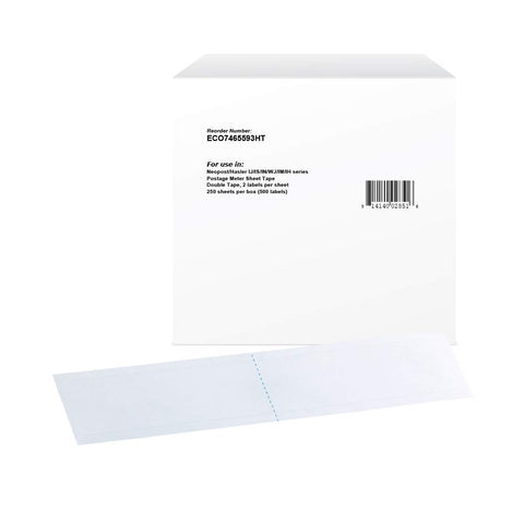 Neopost / Hasler IJ IS IN WJ IM IH series - Postage Meter Sheet Tape Double Tape 2 labels per sheet 250 sheets per box. Replaces. PT2N03 PT2H03 PT2N12 7465593 9004020