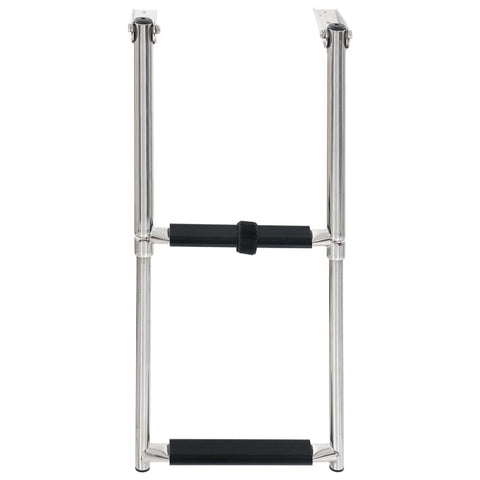 vidaXL 2-Step Telescopic Folding Boarding Ladder - Stainless Steel 304 - Slip-Proof Tread - Maximum Load 440.9 lbs - Easy to Assemble - Versatile Usage