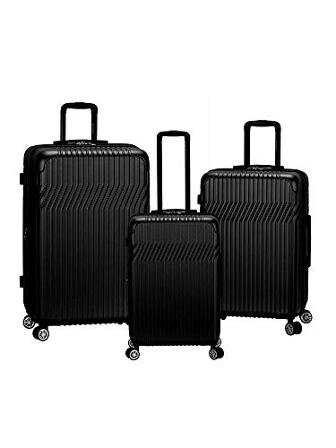 Rockland Pista 3 Piece Abs Non-Expandable Luggage Set, Black, One Size