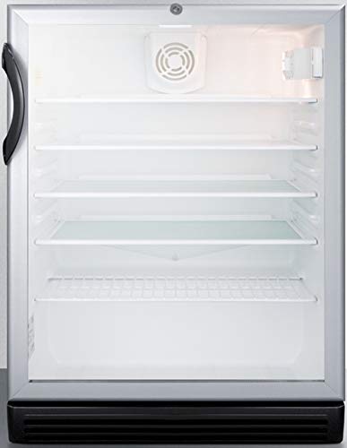Summit Appliance SCR600BGLBIDTPUBADA Commercial ADA Compliant Glass Door Built-in Craft Beer and Wine Refrigerator with Auto Defrost, Digital Thermostat, Lock and Black Cabinet