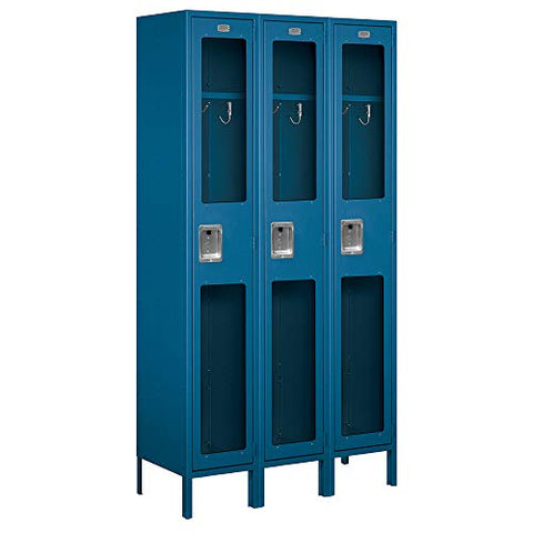 Salsbury Industries S-51365BL-U 15" Single Tier, 3 Wide x 6 Feet High x 15 Inches Deep, Unassembled See-Through Metal Locker, Blue