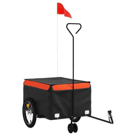 vidaXL Bike Trailer, Kids Bicycle Cargo Trailer with Tow Bar, Child Bike Trailer, Bike Cart, Bicycle Wagon, Black and Orange 99.2 lb Iron