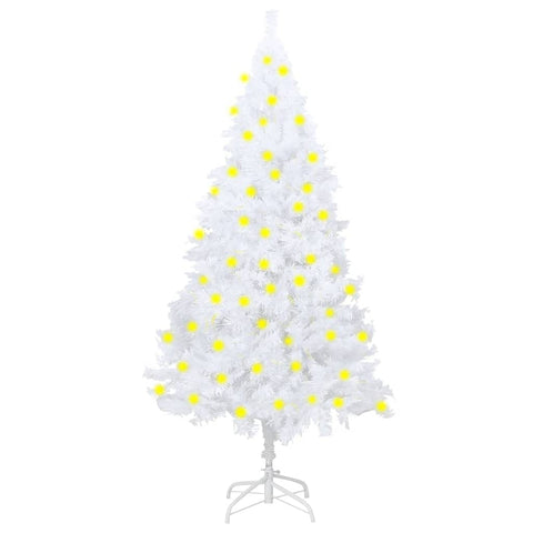 vidaXL Artificial Pre-lit Christmas Tree, Extra Thick Branches, Adjustable Shape, 70.9" Height with Sturdy Stability, White