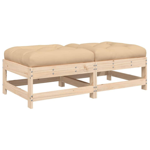 vidaXL Patio Footstools with Cushions - Solid Pine Wood Construction - Outdoor Garden Furniture - Robust Frame and Padded Seat - Modular Design for Custom Configurations
