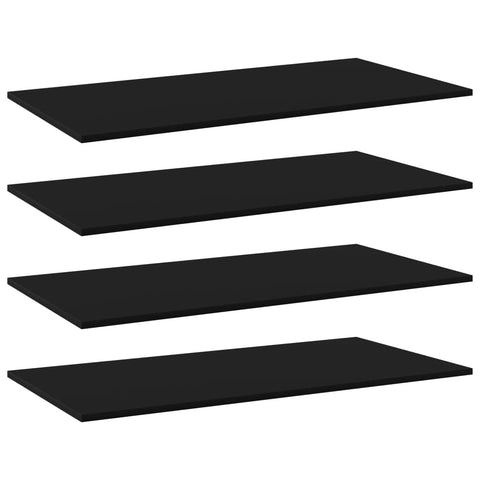 vidaXL Engineered Wood Black Bookshelf Boards, 39.4"x19.7"x0.6", Pack of 4 - Easy Maintenance, Versatile Storage Solution for Compact Spaces
