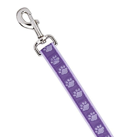 Casual Canine TwoTone Pawprint Dog Lead, 6-Foot x 1-Inch, Purple