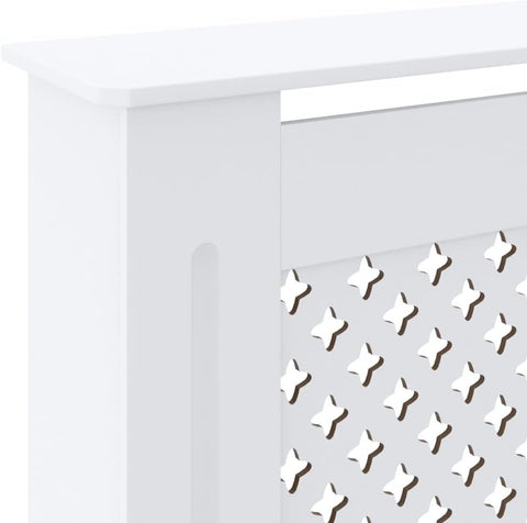 vidaXL Modern White MDF Radiator Cover with Adjustable Length and Storage Space - Ultra Durable Cabinet for Radiator Concealment and Display