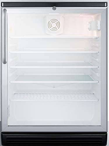 Summit SCR600BGLBITB 24"" Beverage Center with 5.5 cu. ft. Capacity Double Pane Tempered Glass Door Automatic Defrost and Adjustable Glass Shelves in Stainless Steel